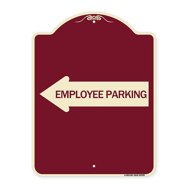 Employee Parking With Left Arrow Heavy-Gauge Aluminum Architectural Sign, 24" x 18", BU-1824-24399
